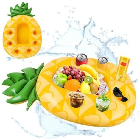 Ananas Porte Gobelet Gonflable, Bar Flottant pour Piscine, Porte Boisson Gonflable, Ananas Plateau Gonflable