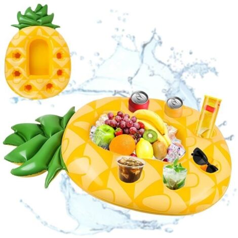Ananas Porte Gobelet Gonflable, Bar Flottant pour Piscine, Porte Boisson Gonflable, Ananas Plateau Gonflable