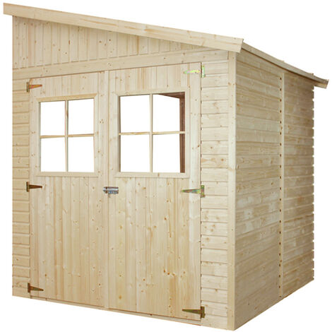 Anbau-Gartenhaus Holz 4 m² ohne Seitenwand- Abstellraum mit Fenstern − H243xL220xB216 cm − Plattenkonstruktion aus Naturholz − TIMBELA M338