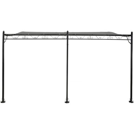Anbaupergola gebogen aus Metall - 3 x 4 m - Grau