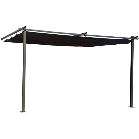 Anbaupergola mit ausziehbarem Dach -  3 x 4 m - Anthrazitgrau