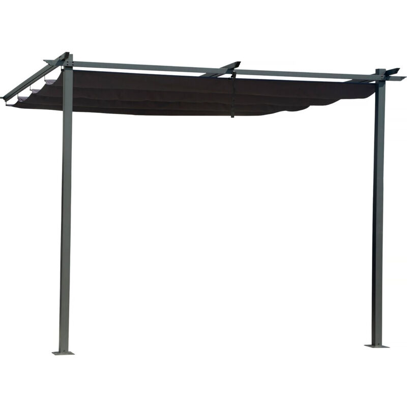 Habitat Et Jardin - Anbaupergola Mit Ausziehbarem Dach - 3 X 3 M - Anthrazitgrau