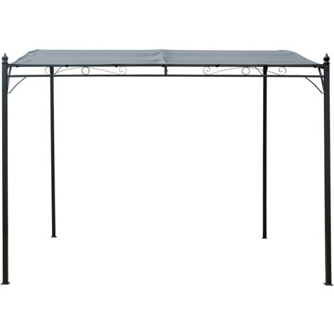 Anbaupergola mit Neigung aus Metall - 3 x 2,5 m - Grau