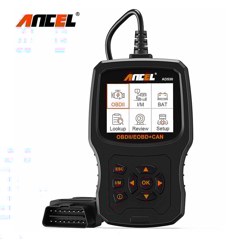 Ancel AD530 Scanner de voiture OBD2 Lecteur de code de diagnostic avec définition de code améliorée et graphiques d'état de santé de la batterie