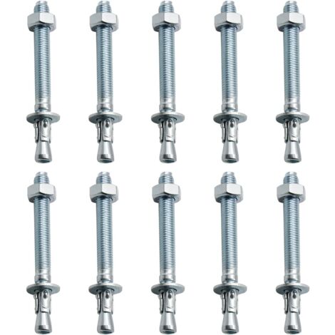 Anchor Bolts, 10pcs M10/10mm Galvanized Heavy Duty Anchor Bolts, Galvanized Metal Anchors, for Railings, Curtain Walls, Beams, Billets, Brackets