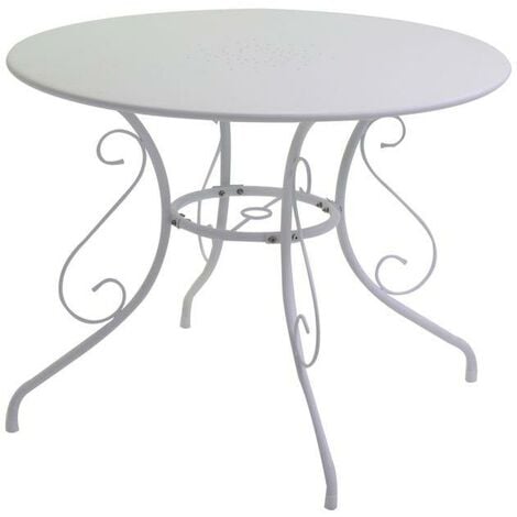 Ancienne table aluminium blanc lait 95 cm