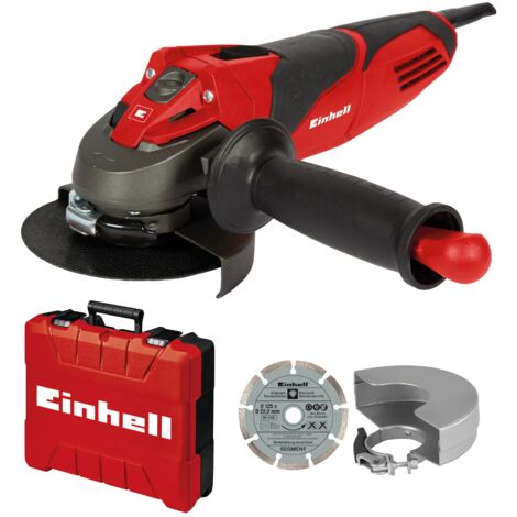 [Ancienne version] Einhell Meuleuse d'angle Ø125mm TE-AG 125/750 Kit (750 W, Longueur du câble : 3 m) Livré en coffret avec poignée supplémentaire, clé à bride, disque à tronçonner diamant