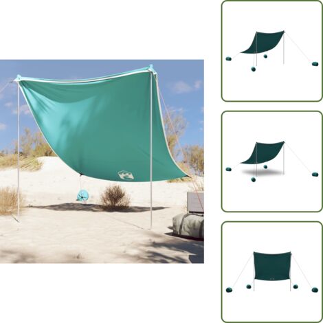 Anclaje de arena - vidaXL Toldo de playa con anclas de arena verde 214x236 cm - Toldo de acampada