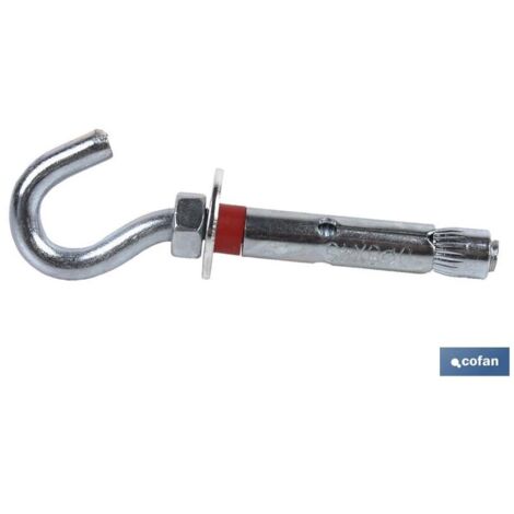 ANCLAJE METáLICO CON GANCHO  CON ARANDELA DIN 9021  MEDIDAS DESDE Ø 6 HASTA Ø 12 MM 8/10 X 60 X 10 MM X 1 (PACK: 1)