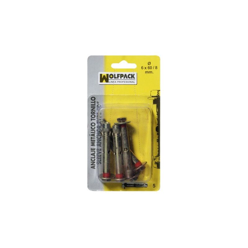 

Wolfpack - Anclaje metálico tornillo 8x 60/10 mm. (3 piezas)