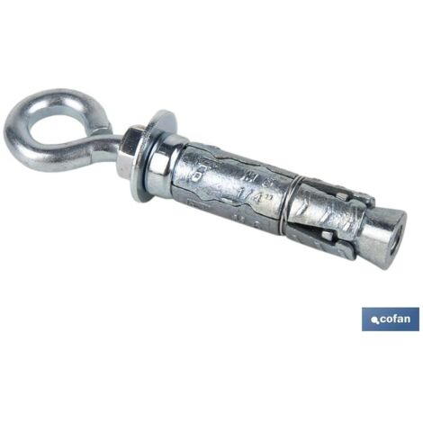 Anclaje zamak M8 x 50 con argolla para cargas medias y altas, fácil montaje.