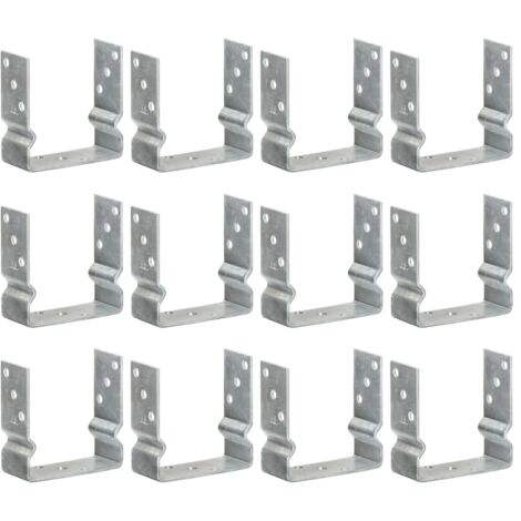 Anclajes de valla 12 uds acero galvanizado plateado14x6x15 cm