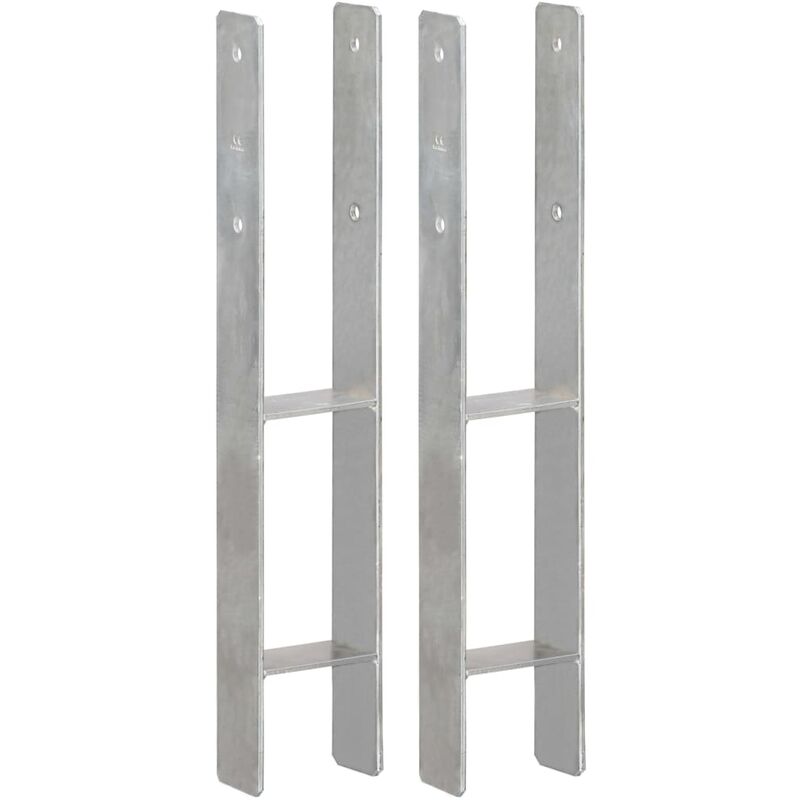 

Anclajes de valla 2 uds acero galvanizado plateado 10x6x60 cm