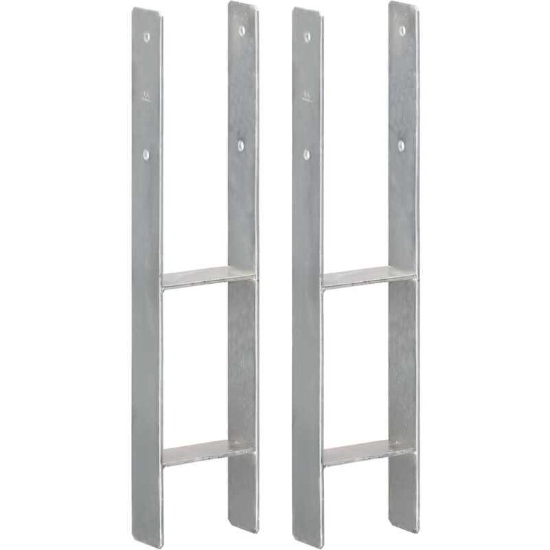 

Anclajes de valla 2 uds acero galvanizado plateado 12x6x60 cm