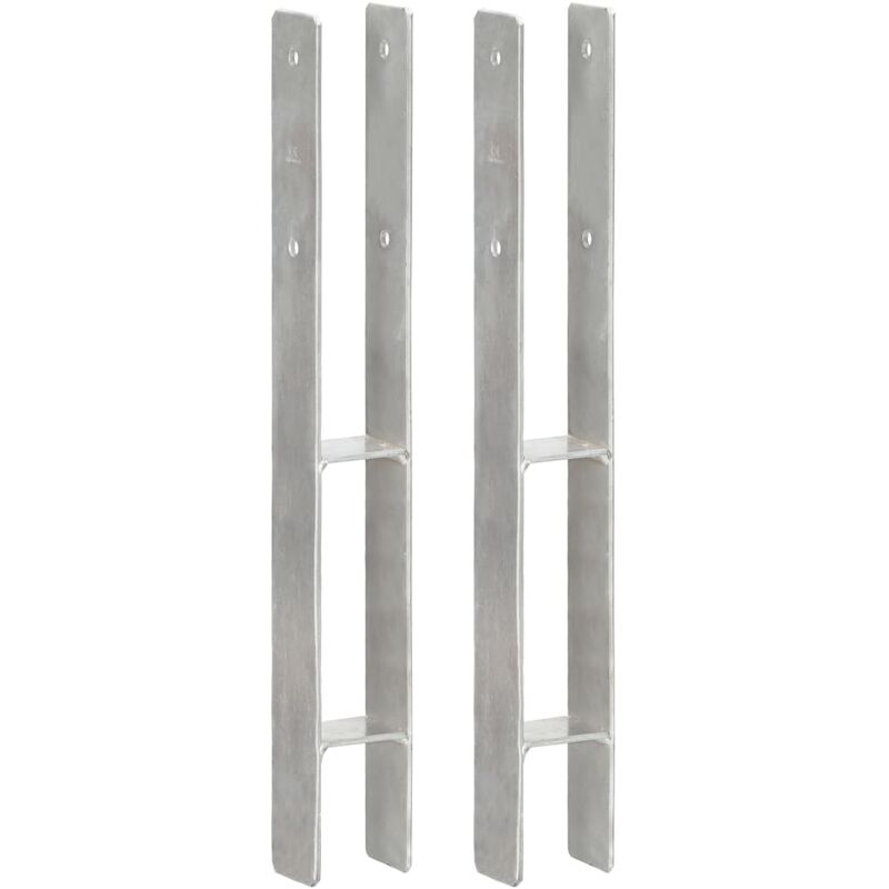 

Anclajes de valla 2 uds acero galvanizado plateado 7x6x60 cm