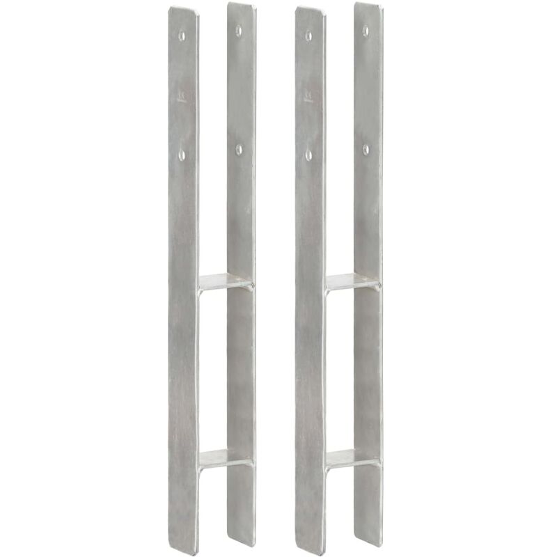 

Anclajes de valla 2 uds acero galvanizado plateado 7x6x60 cm