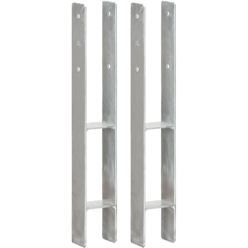 

Anclajes de valla 2 uds acero galvanizado plateado 8x6x60 cm