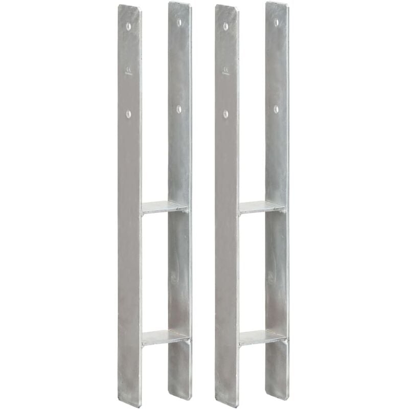 

Anclajes de valla 2 uds acero galvanizado plateado 8x6x60 cm