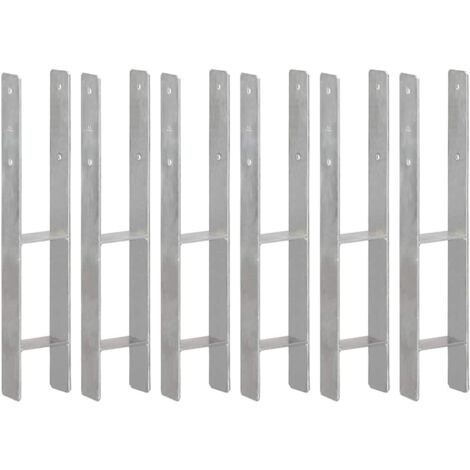 Anclajes de valla 6 uds acero galvanizado plateado 10x6x60 cm