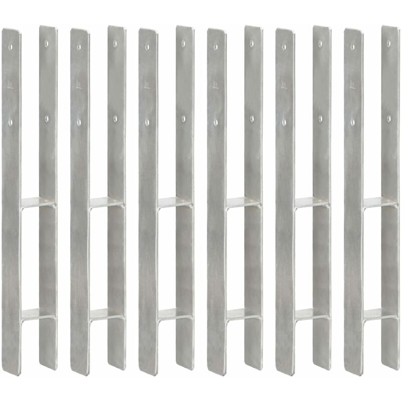 

Anclajes de valla 6 uds acero galvanizado plateado 7x6x60 cm