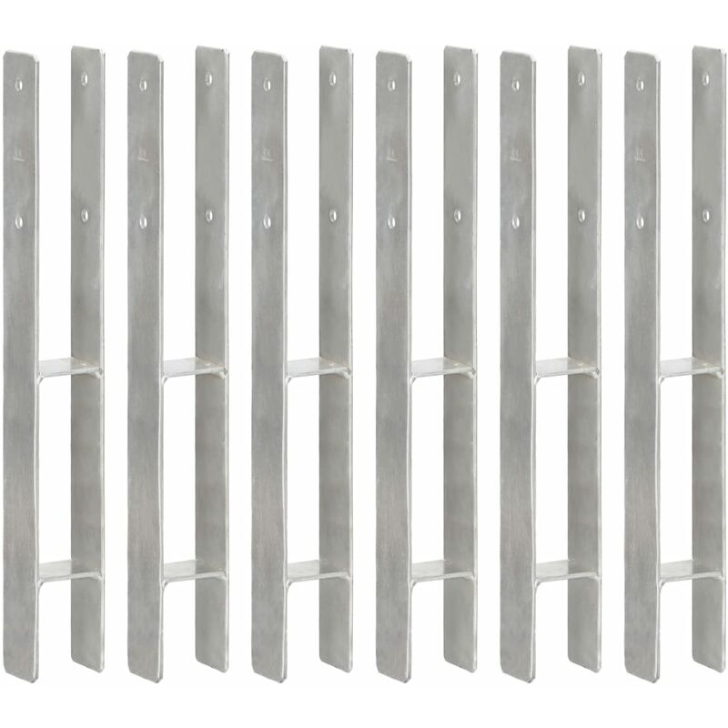 

Anclajes de valla 6 uds acero galvanizado plateado 7x6x60 cm