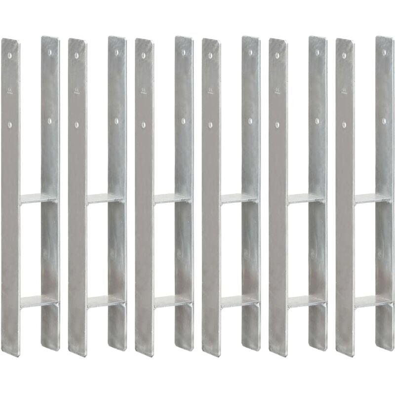 

Anclajes de valla 6 uds acero galvanizado plateado 8x6x60 cm