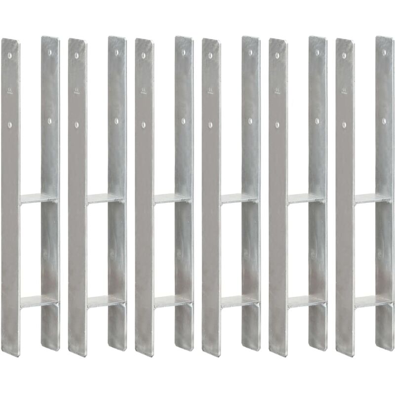 

Anclajes de valla 6 uds acero galvanizado plateado 8x6x60 cm
