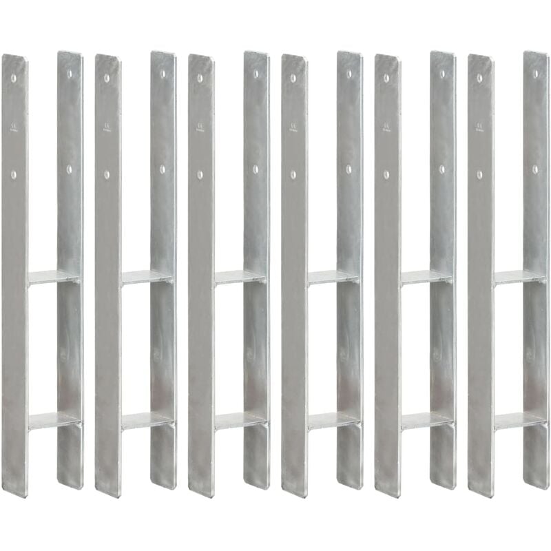 

Anclajes de valla 6 uds acero galvanizado plateado 8x6x60 cm