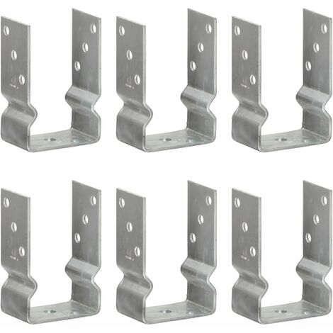 Anclajes de valla 6 uds acero galvanizado plateado 9x6x15 cm vidaXL