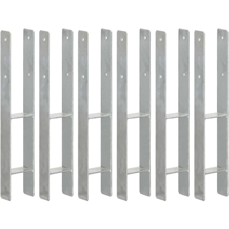 

Anclajes de valla 6 uds acero galvanizado plateado 9x6x60 cm