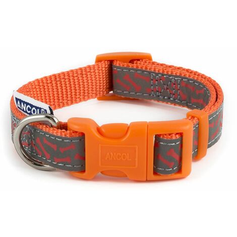 Ancol Collar Reflective Bone Orange - 20-30 - 583984