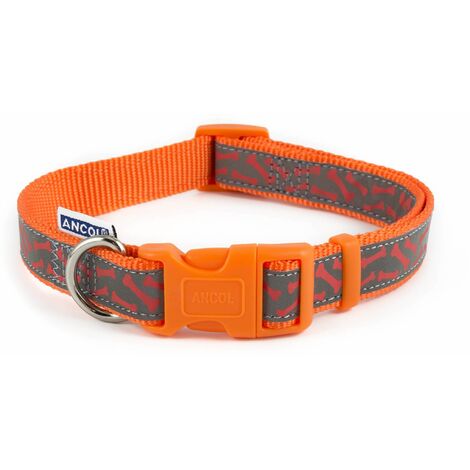 Ancol Collar Reflective Bone Orange - 30-50 - 584003