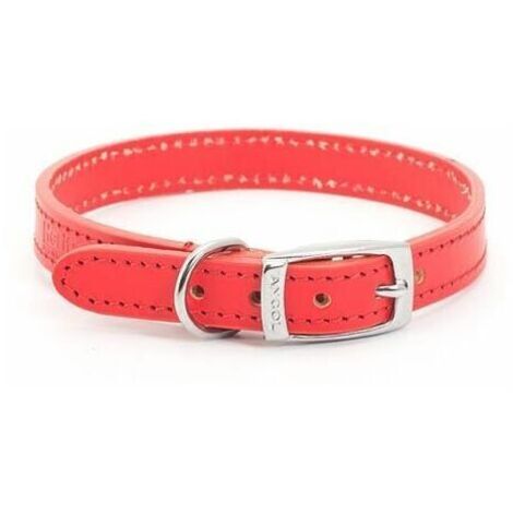 Ancol Leather Collar Red - 18 - 870582