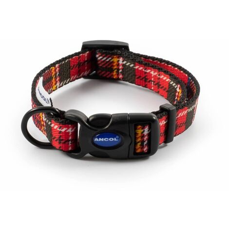 Ancol Nylon Tartan Adjust Collar Red 20-30cm - 30265