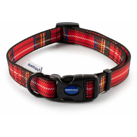 Ancol Nylon Tartan Adjust Collar Red 30-50cm - 30266