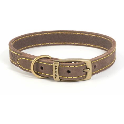 Ancol Timberwolf Leather Collar Sable 35cm - 31415