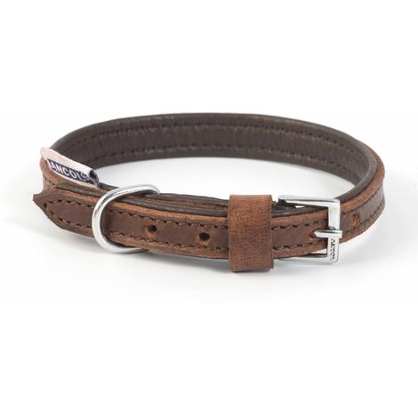 Ancol Vintage Leather Padded Collar Chestnut 35cm - 30700