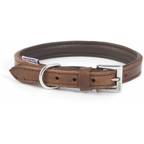 Ancol Vintage Leather Padded Collar Chestnut 50cm - 30703