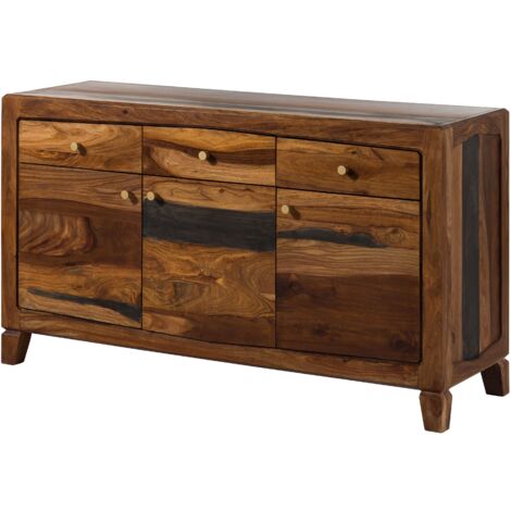 ANCONA 222 Buffet haut en sheesham - laqué / brun foncé 140x45x80 - marron