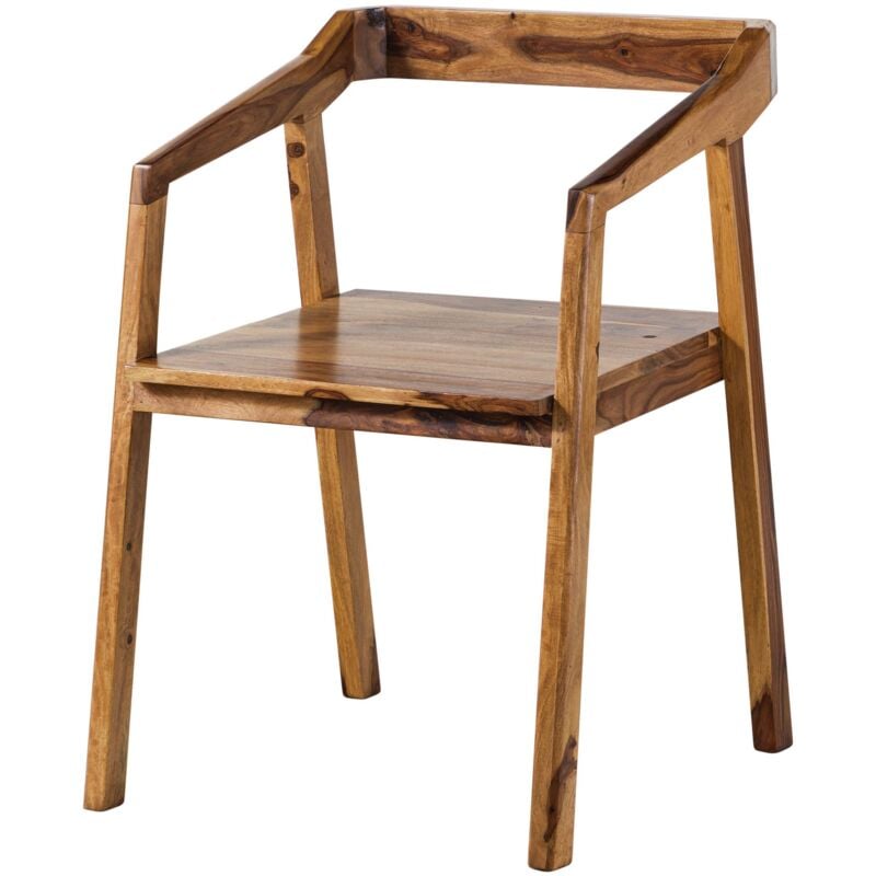 Massivmoebel24 - ancona 100 Chaise en bois de sheesham - laqué / brun 45x51x76