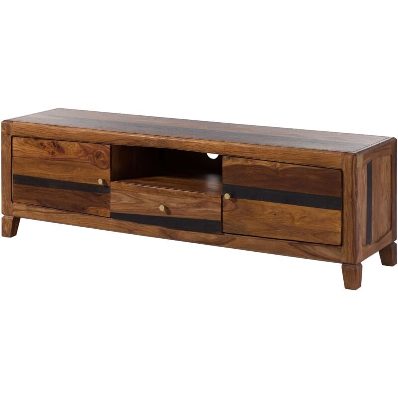 Massivmoebel24 - ancona 210 Meuble tv en bois de sheesham - laqué / marron foncé 175x45x55