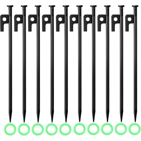 Ancoraggi a terra da 30 cm, 10 picchetti stabili, picchetti in metallo robusti, picchetti per tende resistenti alle tempeste, picchetti per tende da esterno per campeggio ed escursionismo