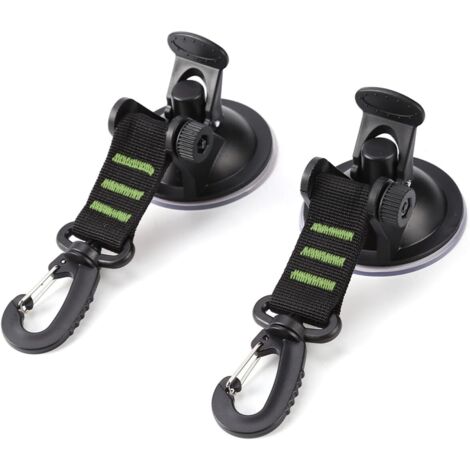 Ancoraggio a ventosa da 4 pezzi con gancio di ancoraggio, gancio per auto con ventosa, accessorio per tenda laterale per auto, telo da campeggio, per auto, barca, campeggio, tenda, bagagli (verde)
