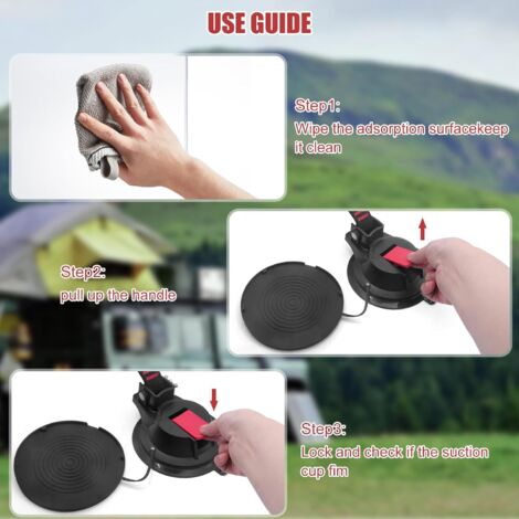 Ancoraggio a ventosa in 2 pezzi con grande gancio di ancoraggio, ventose di ancoraggio extra resistenti per campeggio, uso domestico, camper, tende, tendalini per auto