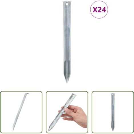 Ancoraggio da terra -  Picchetti per Tenda 24 pz 22 cm Ø20 mm in Acciaio Zincato