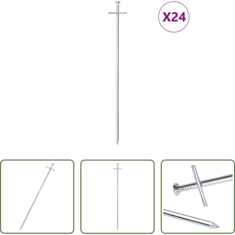 Ancoraggio da terra -  Picchetti per Tenda 24 pz 29,5 cm Ø6 mm in Acciaio Zincato