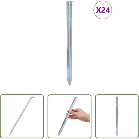 Ancoraggio da terra -  Picchetti per Tenda 24 pz 30 cm Ø20 mm in Acciaio Zincato