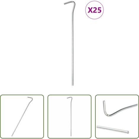 Ancoraggio da terra -  Picchetti per Tenda 25 pz 23 cm Ø5 mm in Acciaio Zincato