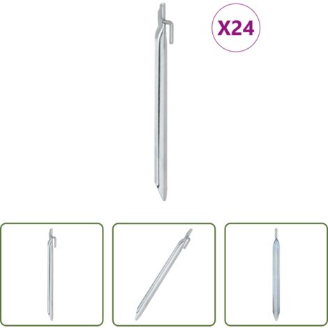 Ancoraggio da terra -  Picchetti Tenda 24 pz a Forma di V 25 cm Ø20 mm Acciaio Zincato