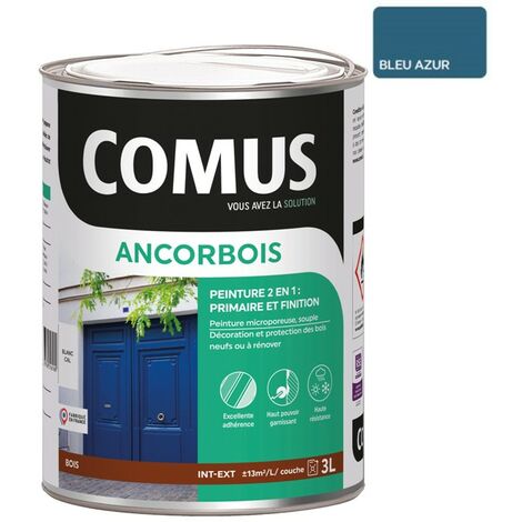ANCORBOIS bleu azur ral 5009 3L - Peinture de protection et de décoration microporeuse 2 en 1 bois